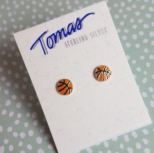 925 Sterling Silver Basketball Earrings with Gift